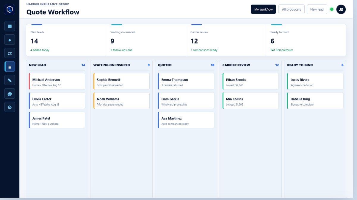 OneagencyOS quote workflow board